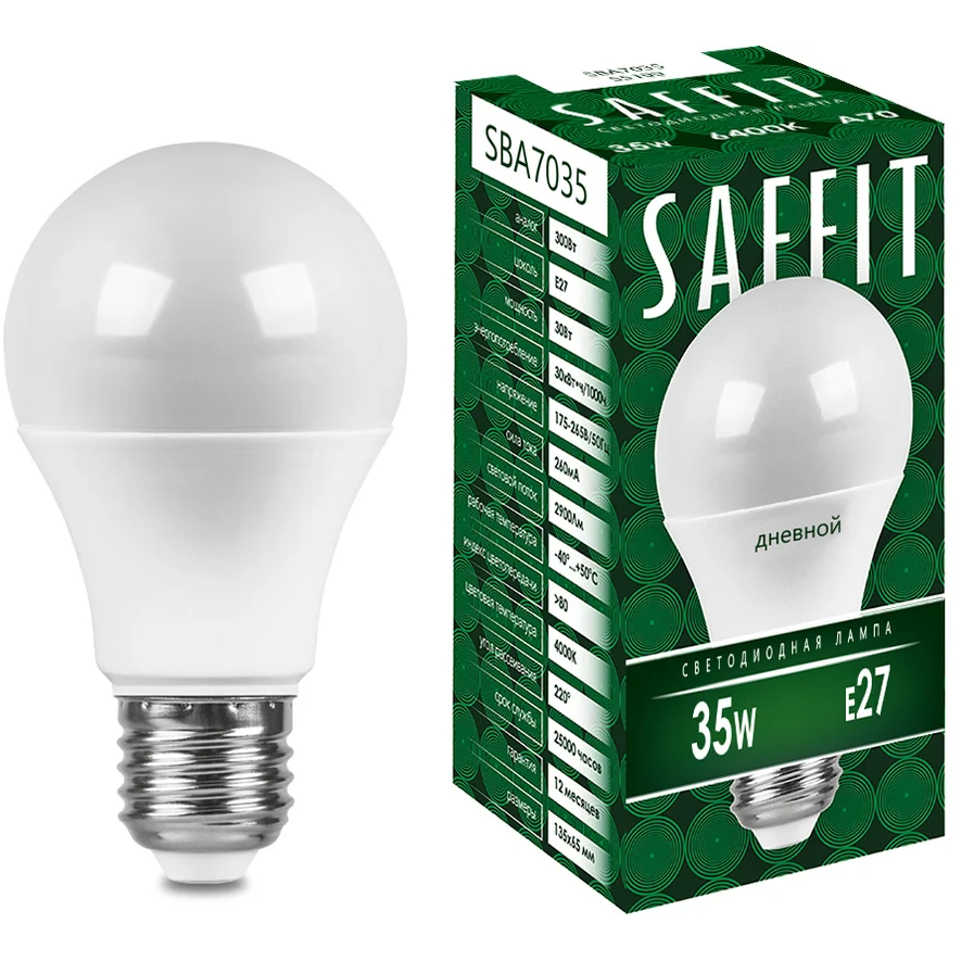 Светодиодная лампочка Saffit SBA7035 6400K (35 Вт, E27) - 55199 - фото 3