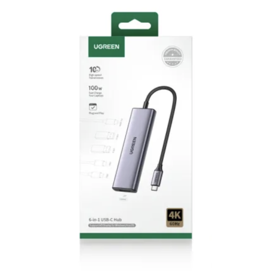 Док-станция UGREEN 6-in-1 USB-C Docking Station with DP (CM511) - 75586 - фото 2
