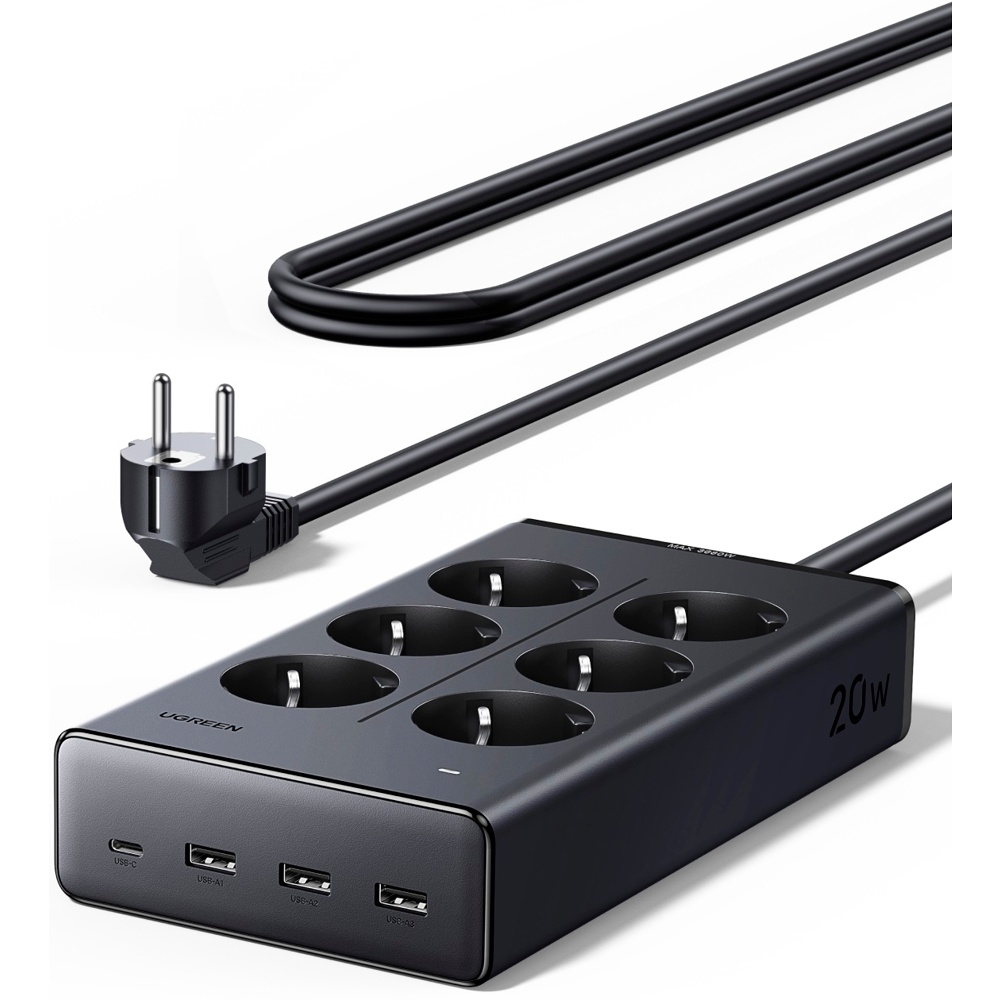 Сетевой удлинитель UGREEN S622 Black (75141) - фото 2