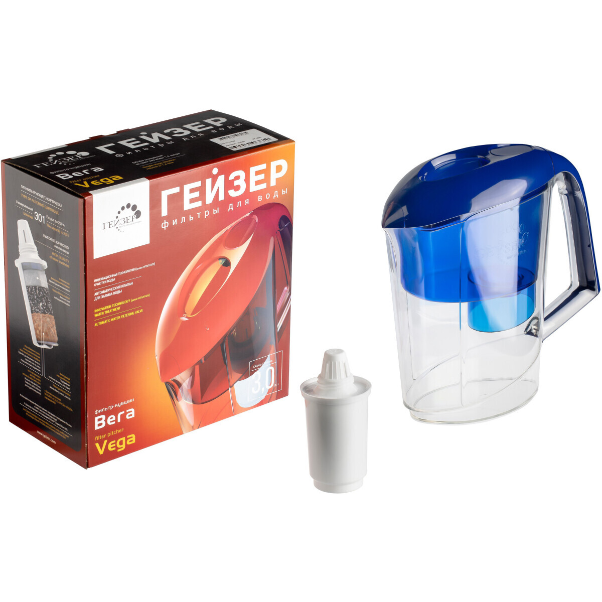 Фильтр-кувшин для воды ГЕЙЗЕР Вега Blue - 62040 - фото 9