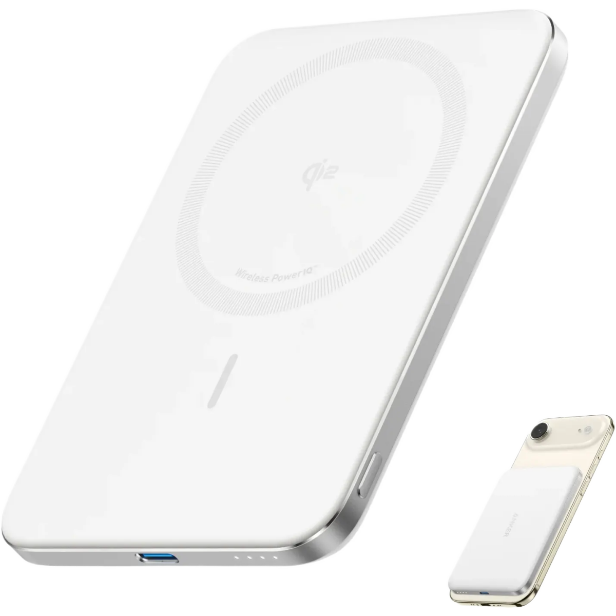 Внешний аккумулятор Anker Nano Power Bank (5K, MagGo, Slim) Aurora White - A1665H21