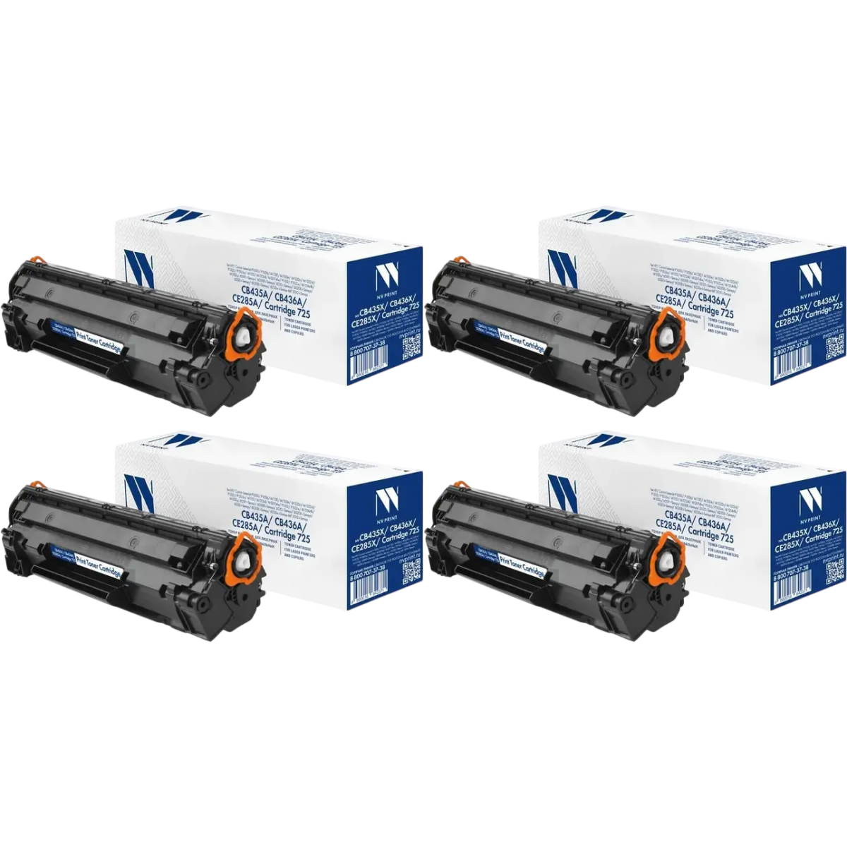 Картридж NV Print CB435A/CB436A/CE285A/CE278A/725-SET4 Black - NV-CB435A/CB436A/CE285A/CE278A/NV-725 UNIV-SET4