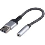 Переходник USB - 3.5 Jack (F), 0.15м, Cablexpert CCA-UM3.5F-AL