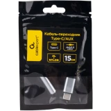 Переходник USB Type-C - 3.5 Jack (F), 0.15м, Cablexpert CCA-UC3.5F-AL
