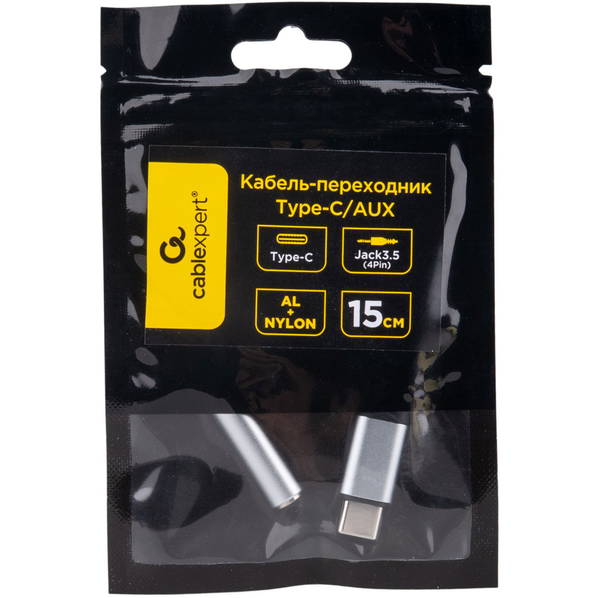 Переходник USB Type-C - 3.5 Jack (F), 0.15м, Cablexpert CCA-UC3.5F-AL - фото 3