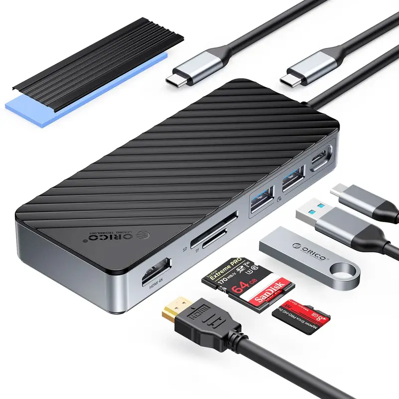 Док-станция Orico 8-IN-1 M.2 SSD Enclosure Black - ORICO-OM28P-G2-BK-EP - фото 2