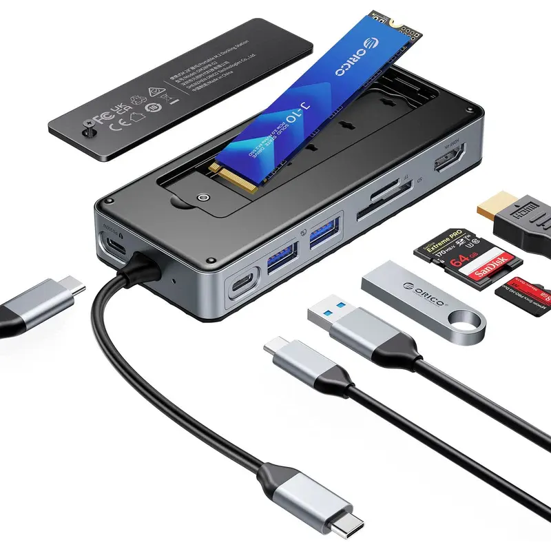 Док-станция Orico 8-IN-1 M.2 SSD Enclosure Black - ORICO-OM28P-G2-BK-EP - фото 4