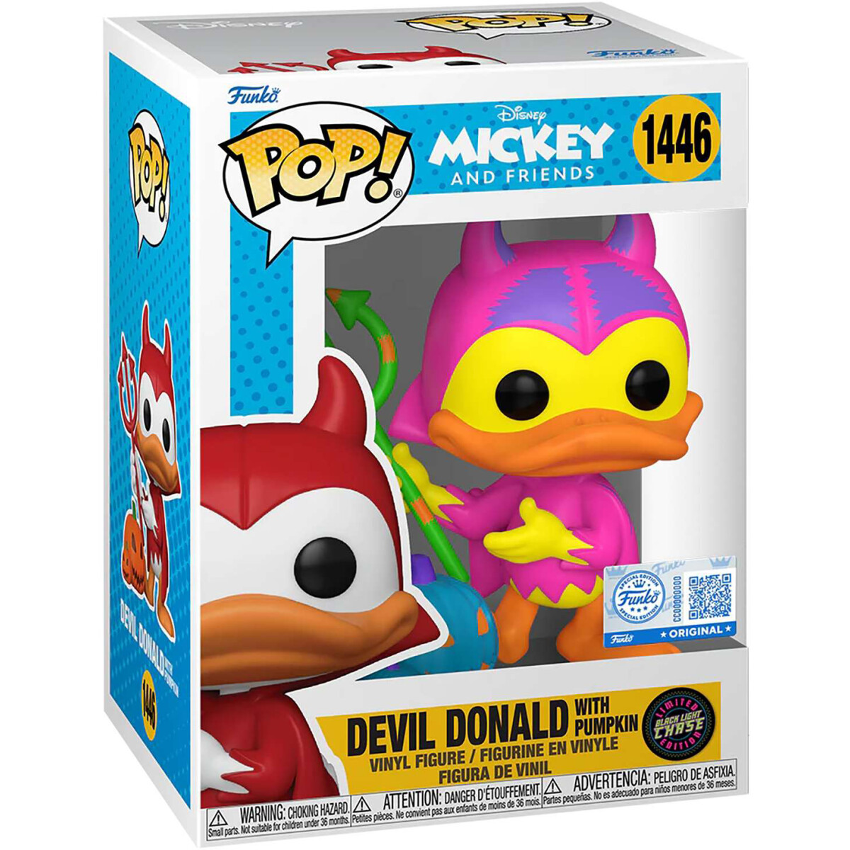 Фигурка Funko POP! Disney Mickey and Friends Devil Donald w/Pumpkin (BLKLT) Chase - 2100901243532 - фото 2