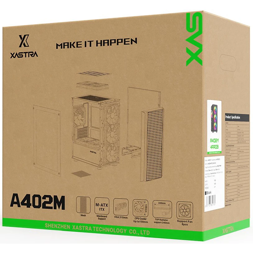 Корпус XASTRA A402M 4ARGB Black - A402M-4FC12A-BK - фото 7