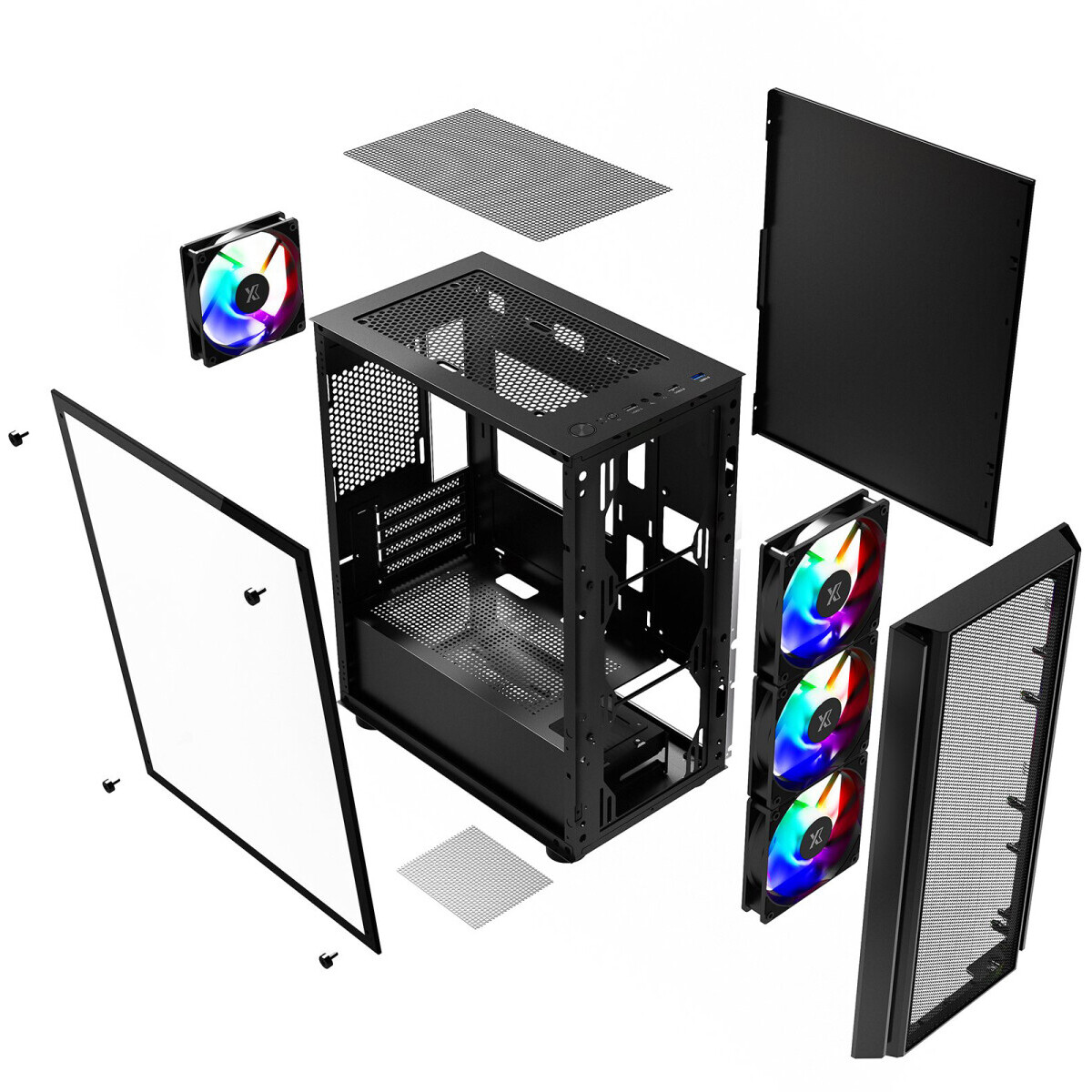 Корпус XASTRA A402M 4FRGB Black - A402M-4FC12F-BK - фото 8