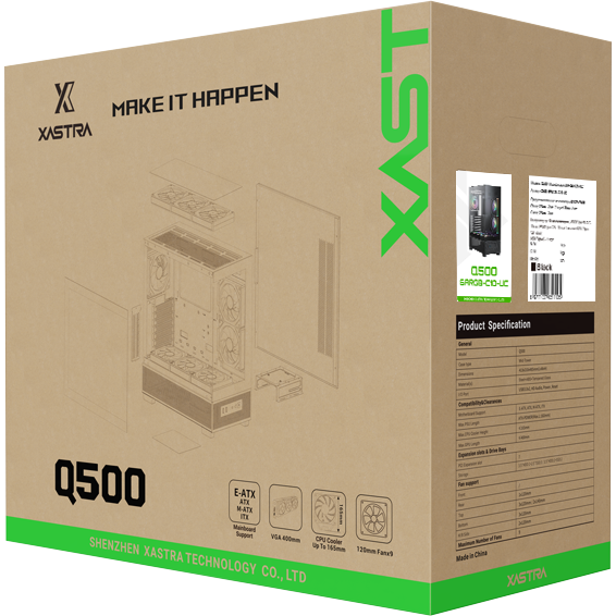 Корпус XASTRA Q500 6ARGB-C10-UC Black - Q500-6FM12A-C10-UC - фото 11