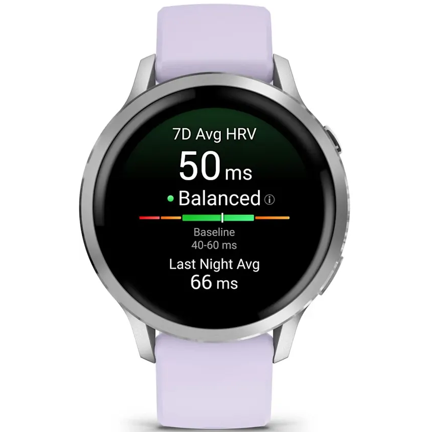 Умные часы Garmin Venu 4 41mm Silver with Periwinkle Silicone Band - 010-03013-01 - фото 2