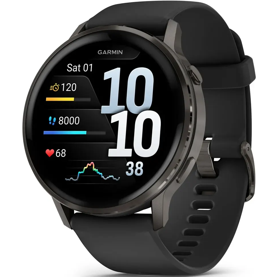 Умные часы Garmin Venu 4 45mm Slate with Black Silicone Band - 010-03014-00
