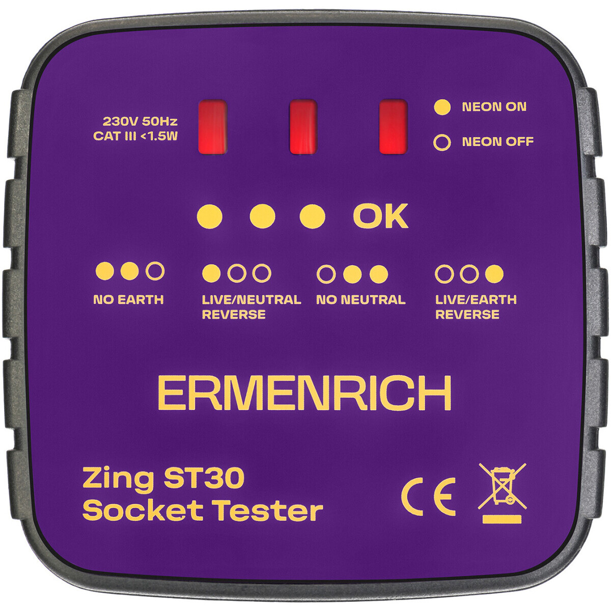 Тестер розеток ERMENRICH Zing ST30 - 83818 - фото 2