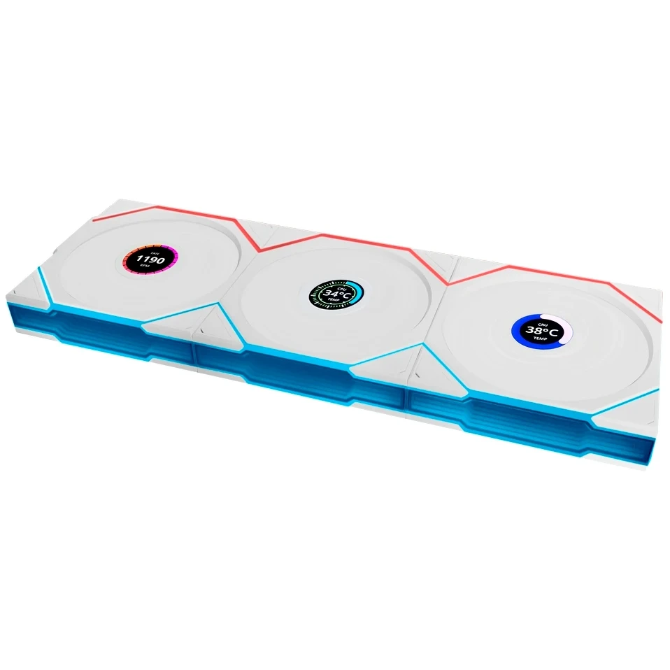 ..... Вентилятор для корпуса Lian Li UNI Fan TL Wireless LCD 120 White (3 шт.) (2271) Б/У - G99.12TLLCD1W3W.R0 - фото 2