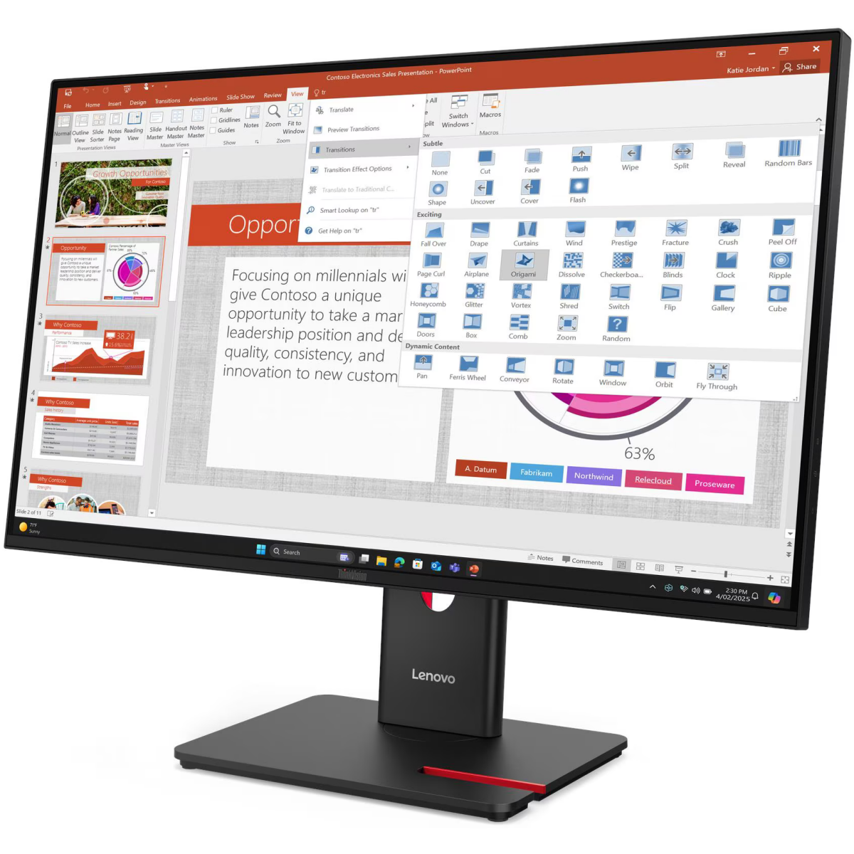 Монитор Lenovo 27" ThinkVision T27-40 (64A5MAR6CB) - фото 2