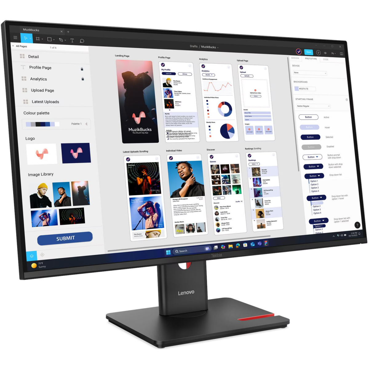 Монитор Lenovo 32" ThinkVision T32UD-40 (64B0GAR1CB) - фото 3