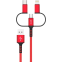 Кабель USB - microUSB/USB Type-C/Lightning, 1м, PERO DC06 Red - PRDC-06U1MR - фото 2