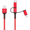 Кабель USB - microUSB/USB Type-C/Lightning, 1м, PERO DC06 Red - PRDC-06U1MR - фото 3