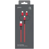 Кабель USB - microUSB/USB Type-C/Lightning, 1м, PERO DC06 Red (PRDC-06U1MR)