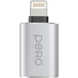 Переходник USB - Lightning, PERO AD02 Silver