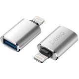 Переходник USB - Lightning, PERO AD02 Silver