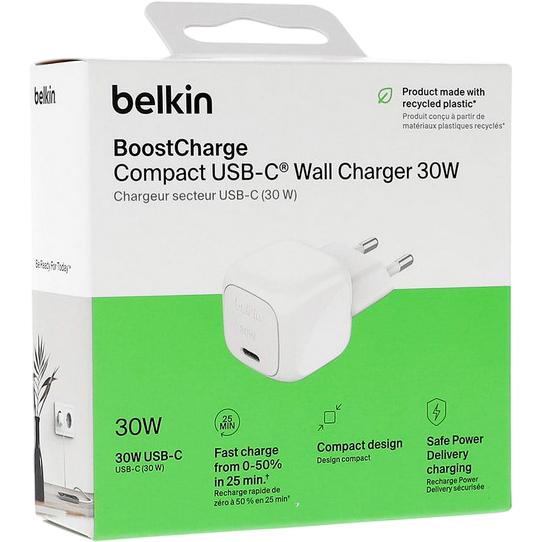 Сетевое зарядное устройство Belkin BoostCharge Compact USB-C Wall Charger 30W White - WCA008KQWH - фото 6