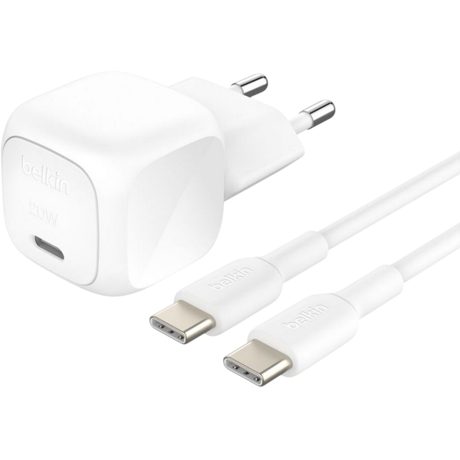 Сетевое зарядное устройство Belkin BoostCharge USB-C Wall Charger 20W + USB-C Cable White - WCA009kq1MWH-B6
