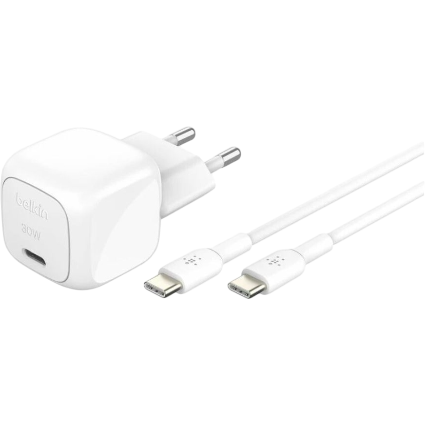 Сетевое зарядное устройство Belkin BoostCharge USB-C Wall Charger 30W + USB-C Cable White