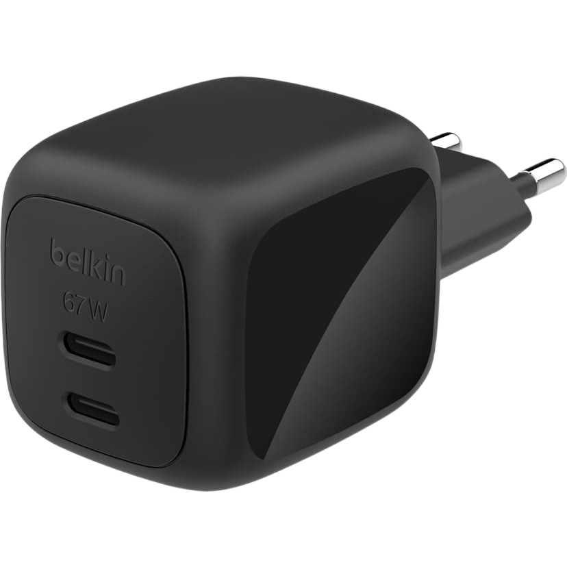Сетевое зарядное устройство Belkin BoostCharge Pro Dual USB-C GaN Wall Charger 67W Black