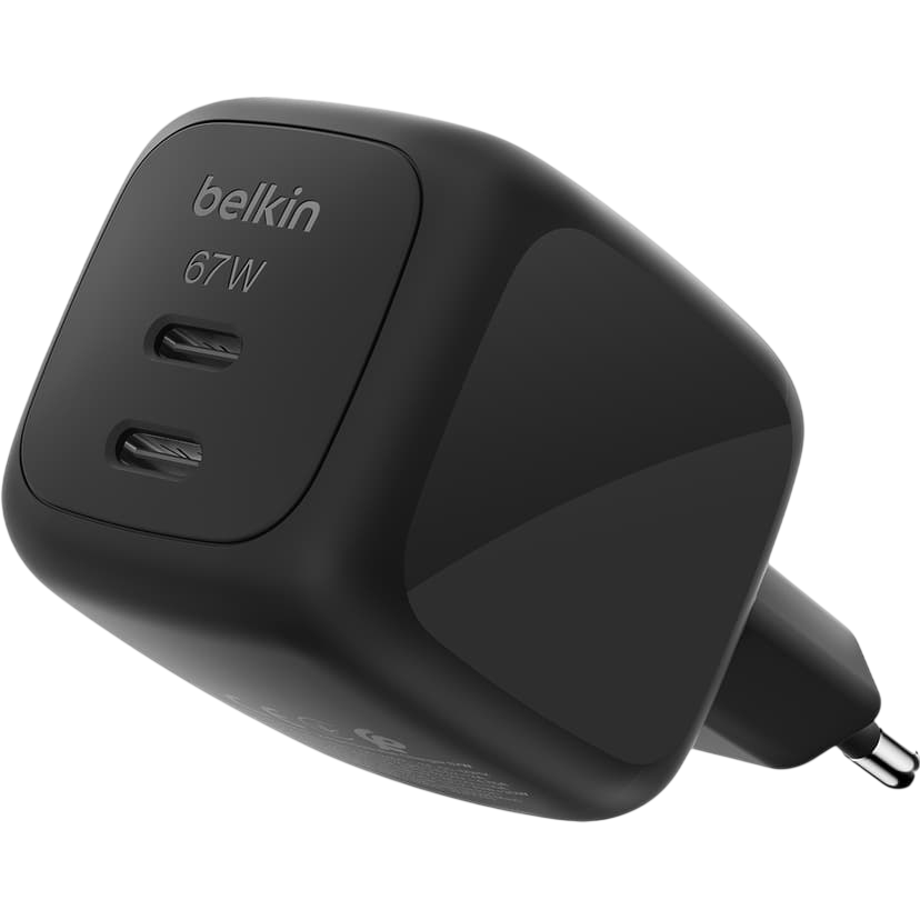 Сетевое зарядное устройство Belkin BoostCharge Pro Dual USB-C GaN Wall Charger 67W Black - WCH020kqBK - фото 2