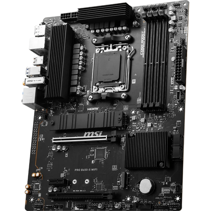 ..... Материнская плата MSI PRO B650-S WIFI (2199) Б/У поврежден слот памяти В2 - фото 2