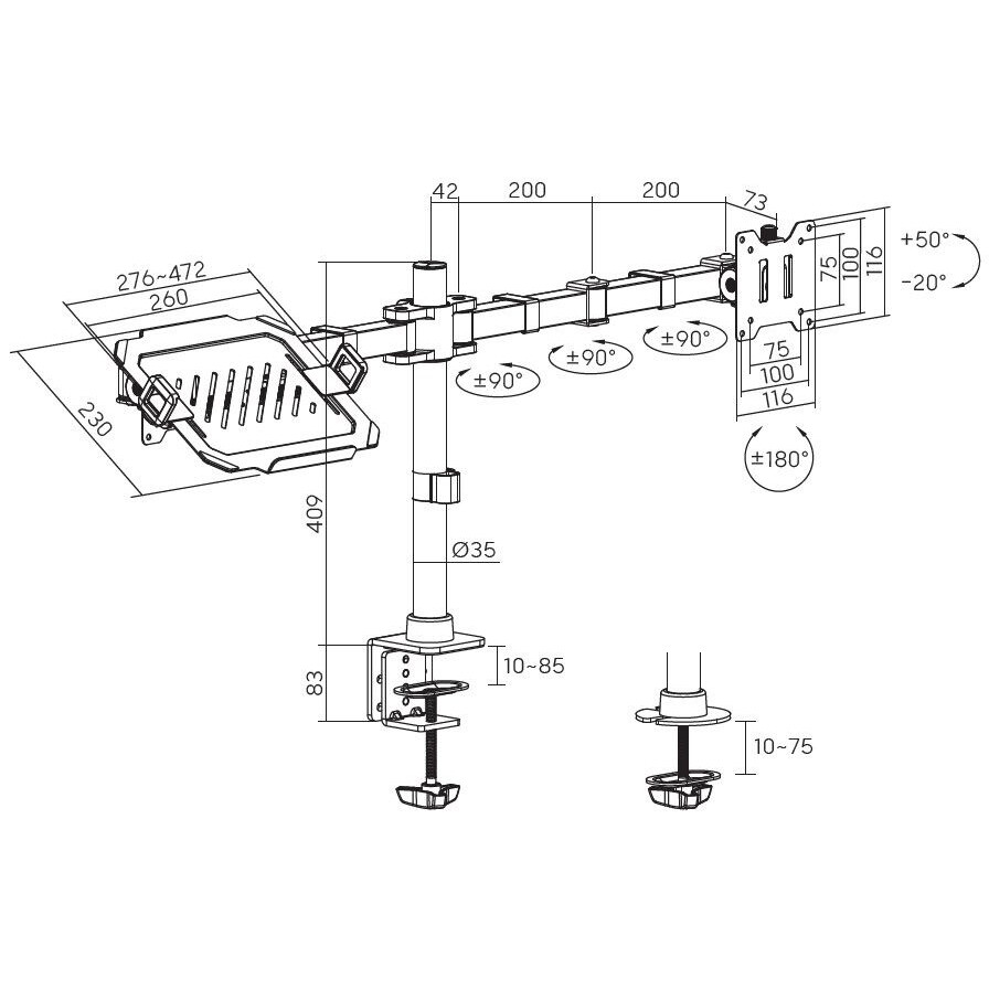 Кронштейн Cactus CS-VM-LH24-BL Black - фото 9