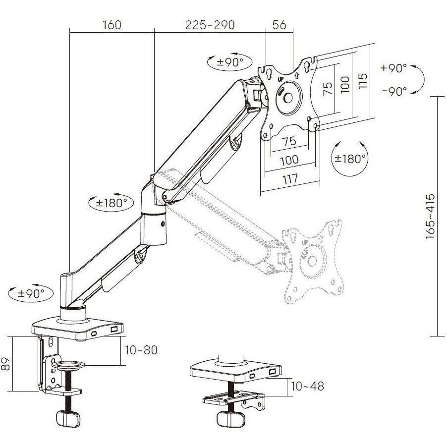 Кронштейн Cactus CS-VM-MD-70-BK Black - фото 9