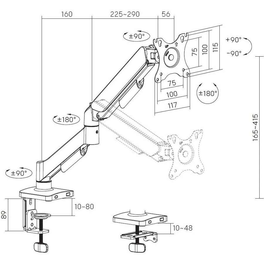 Кронштейн Cactus CS-VM-MG-80-BK Black - фото 9