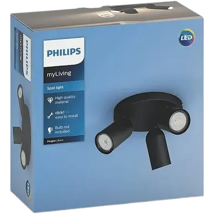 Светильник Philips PONGEE plate/spiral black 3xNW 230V - 915005531301 - фото 3