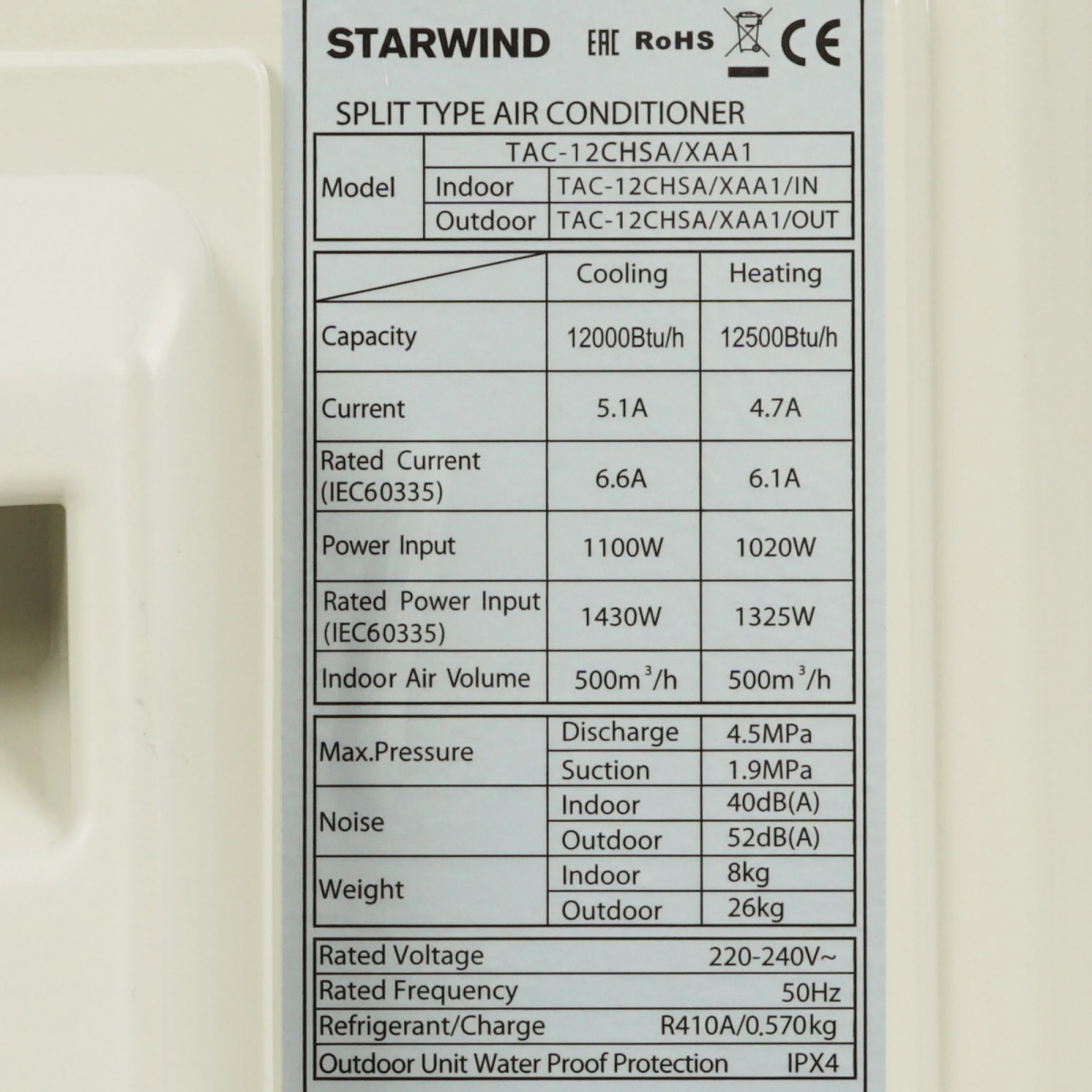 Сплит-система Starwind TAC-12CHSA/XAA1 - фото 5