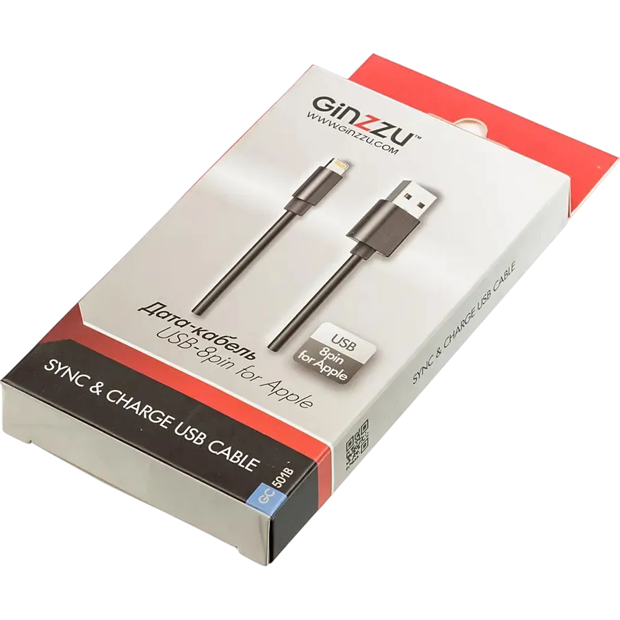Кабель USB - Lightning, 1м, Ginzzu GC-501B Black - фото 3