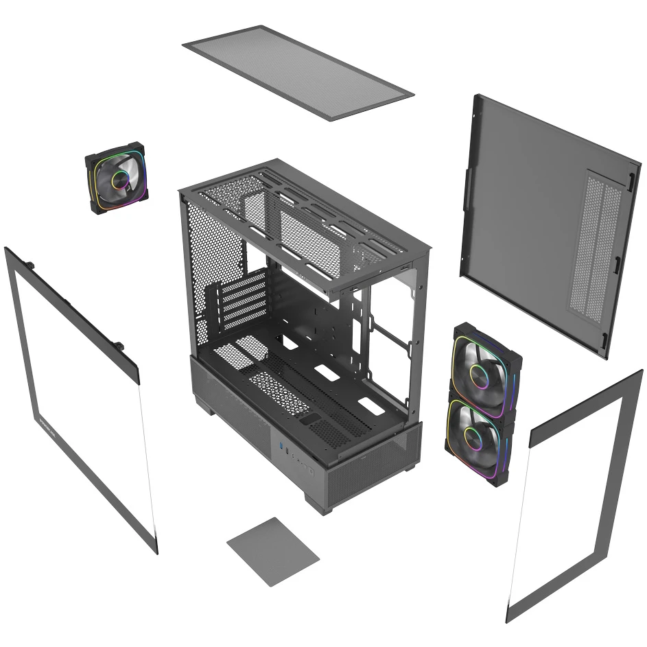 Корпус Powercase Vision Micro S3B Black - CVMMSB-A3 - фото 8