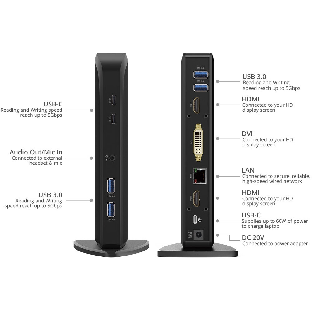 Док-станция WAVLINK USB-C 4K Triple Display Universal Docking Station (UG39PD1) - WL-UG39PD1 - фото 3