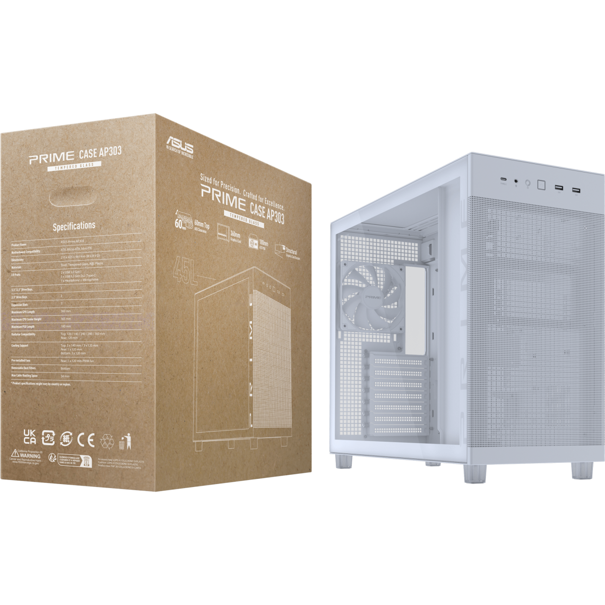 Корпус ASUS Prime AP303 TG White - 90DC00V3-B39010 - фото 14