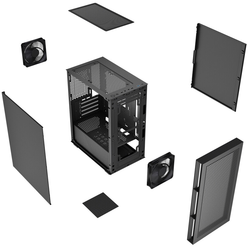 Корпус Powercase Mistral Micro SM01 SI Black - CMMSM01-F2 - фото 8