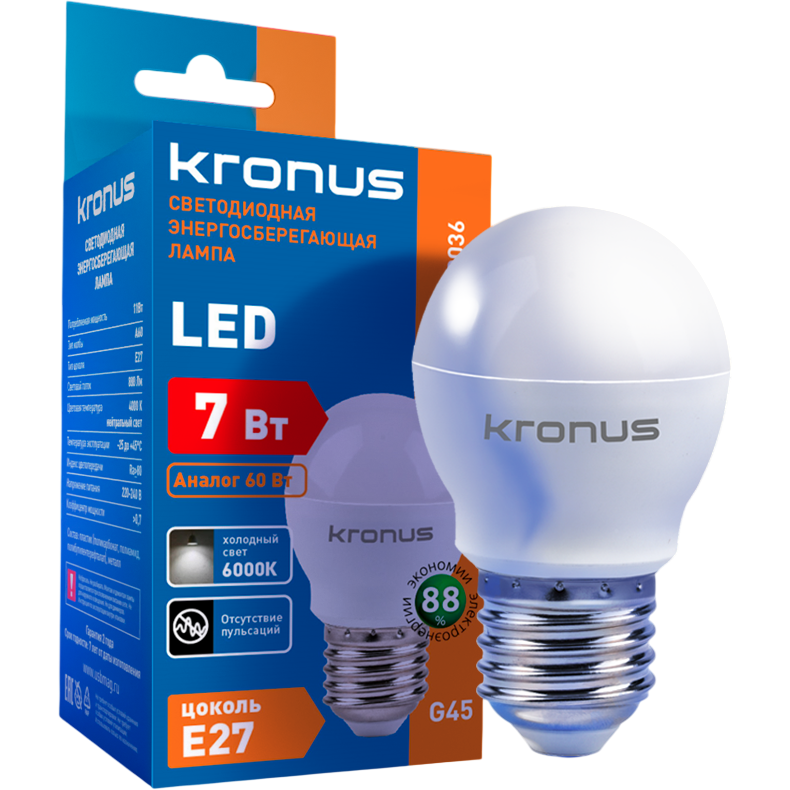 Светодиодная лампочка KRONUS KRS-01-0036 (7 Вт, E27) - фото 2