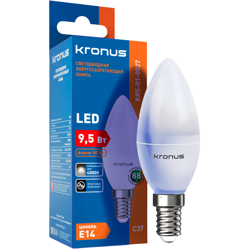 Светодиодная лампочка KRONUS KRS-01-0027 (9.5 Вт, E14) - фото 2