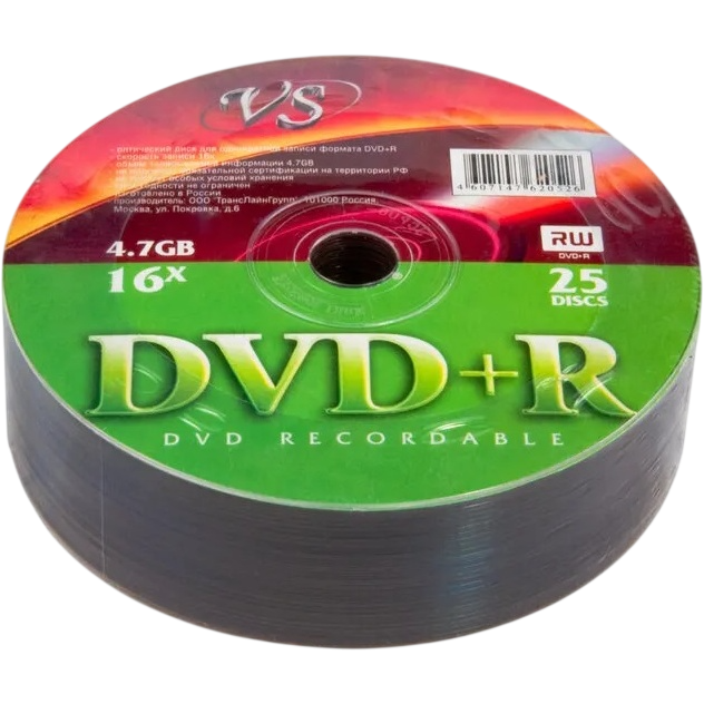 Диск DVD+R VS 4.7Gb 16x Shrink (25 шт.) (VSDVDPRS2501)