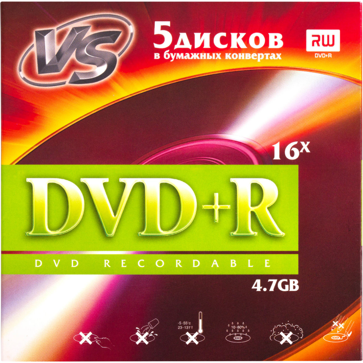 Диск DVD+R VS 4.7GB 16x Paper Cover (5 шт.) (VSDVDPRK501)