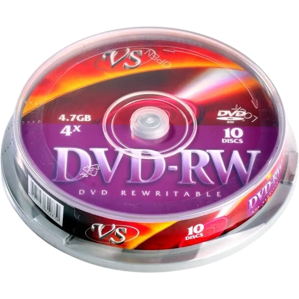 Диск DVD-RW VS 4.7Gb 4x Cake Box (10 шт.) (VSDVDRWCB1001)