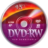 Диск DVD-RW VS 4.7Gb 4x Cake Box (10 шт.) (VSDVDRWCB1001)
