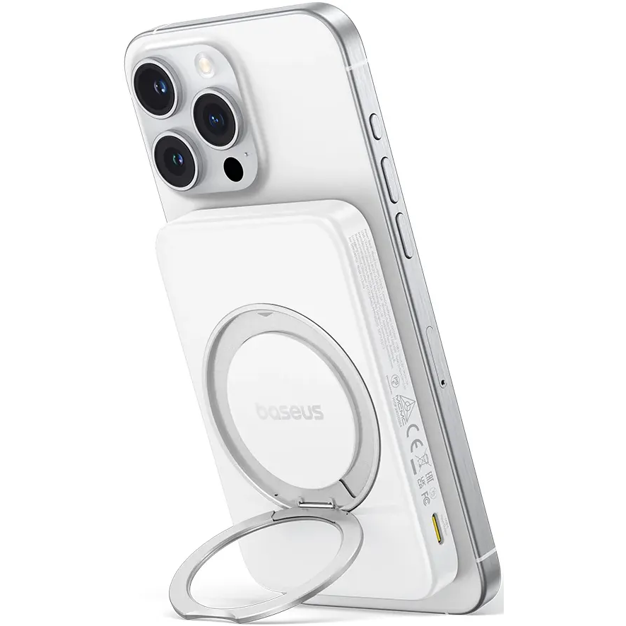 Внешний аккумулятор Baseus PicoGo Qi2 Magnetic 5000mAh 20W Moon White - P10076800213-01 - фото 3