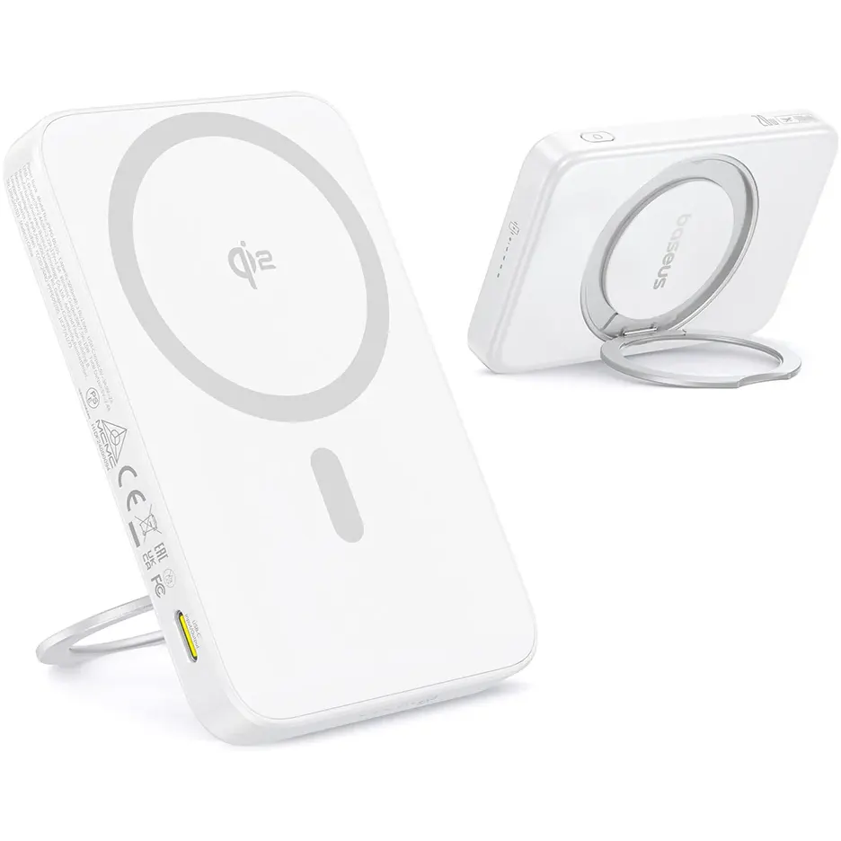 Внешний аккумулятор Baseus PicoGo Qi2 Magnetic 5000mAh 20W Moon White - P10076800213-01 - фото 2